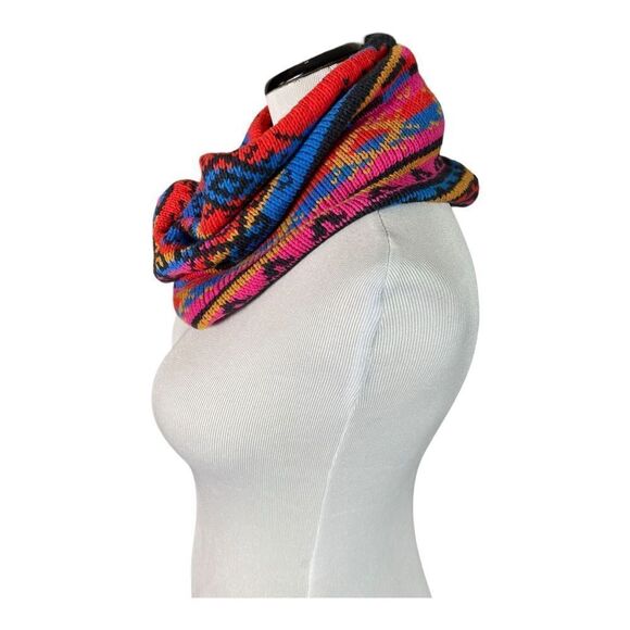 Rachel Roy Women’s One Size Infinity Knit Scarf Orange Blue Red Bohemian EUC - Picture 2 of 7